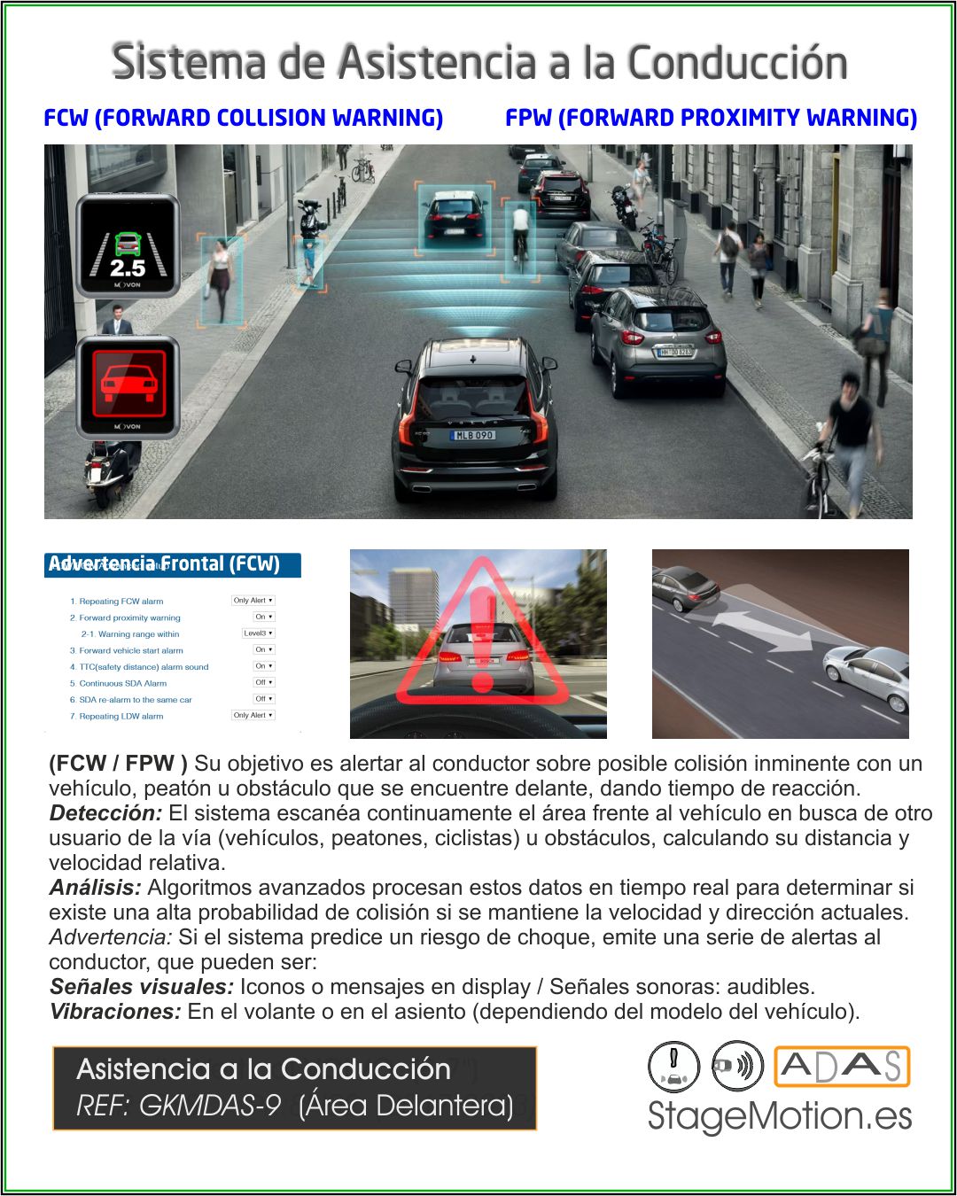 ADAS (9) Asistencia Inteligente Delantera (Industrial/Trailer/Vehículo)