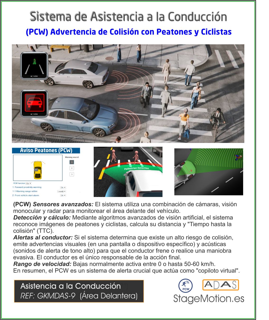ADAS (9) Asistencia Inteligente Delantera (Industrial/Trailer/Vehículo)