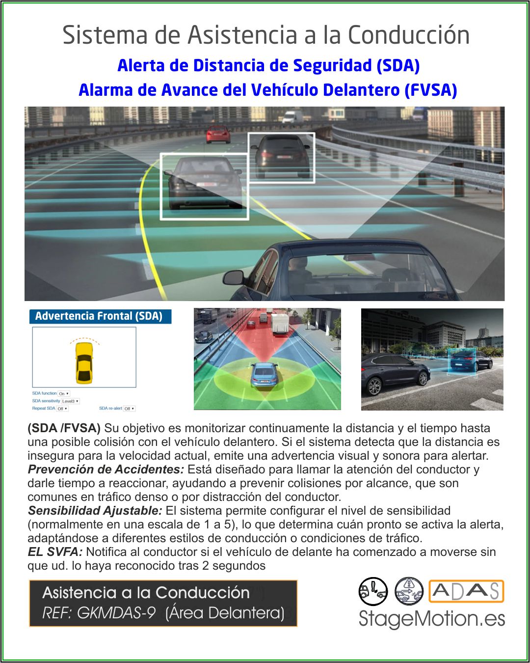 ADAS (9) Asistencia Inteligente Delantera (Industrial/Trailer/Vehículo)