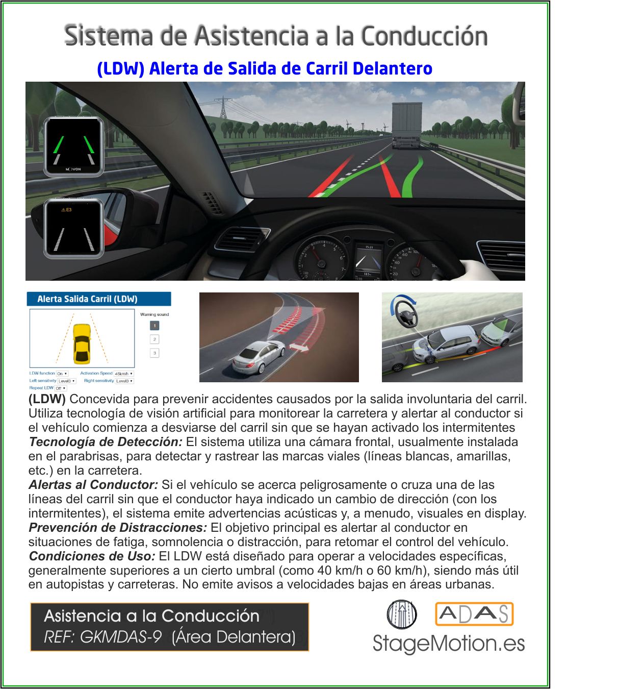 ADAS (9) Asistencia Inteligente Delantera (Industrial/Trailer/Vehículo)