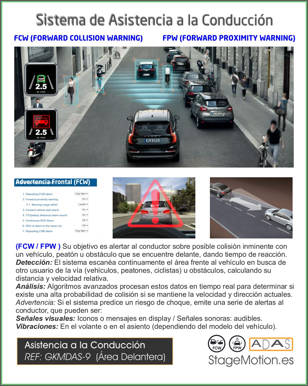 ADAS (9) Asistencia Inteligente Delantera (Industrial/Trailer/Vehículo)