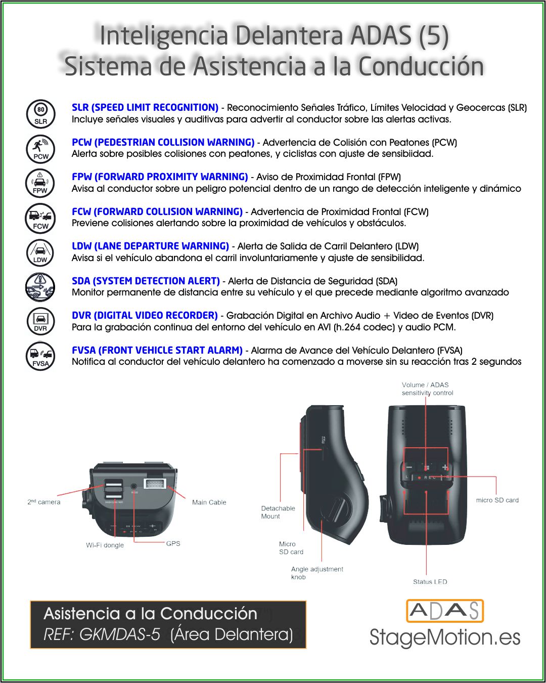 ADAS (5) Asistencia Inteligente Delantera (Vehículos)