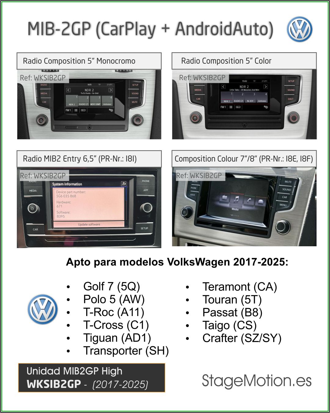MIB2GP High (CarPlay + AndroidAuto + RVC + USB)