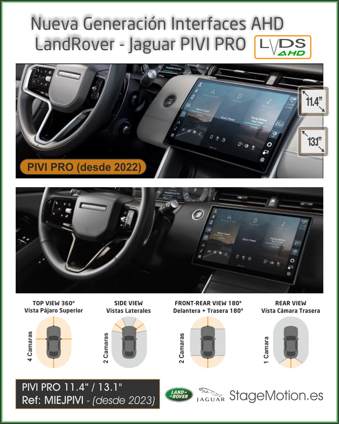 Interface AHD Cámaras/Vídeo PIVI PRO 11,4"/ 13,1" LandRover/Jaguar PIVI PRO 2023>>