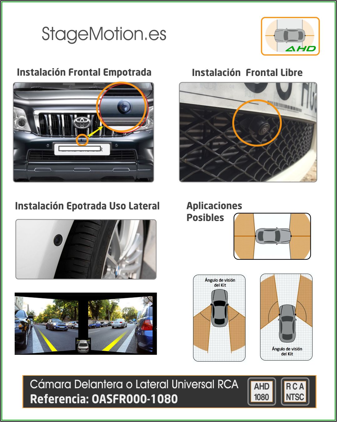 Cámara Visión Delantera RCA-AHD 1080 Universal (18.5mm)