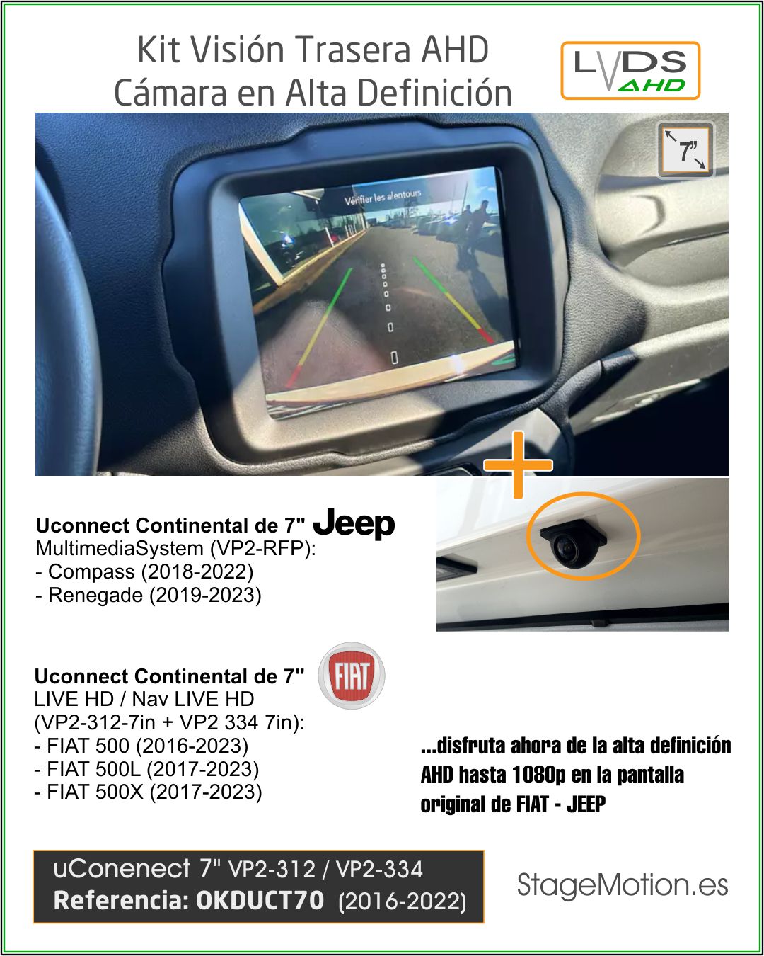Kit RVC FIAT-JEEP Uconnect 7 (LIVE HD + Nav LIVE HD pantalla 7")