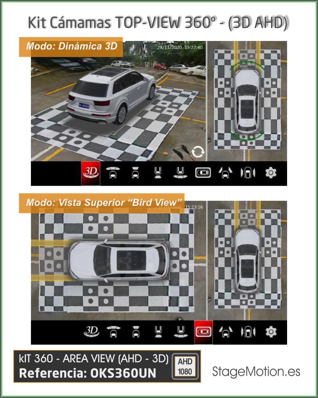 Kit Top View 360º Universal (4 Cámaras Perimetrales) 3D VIEW