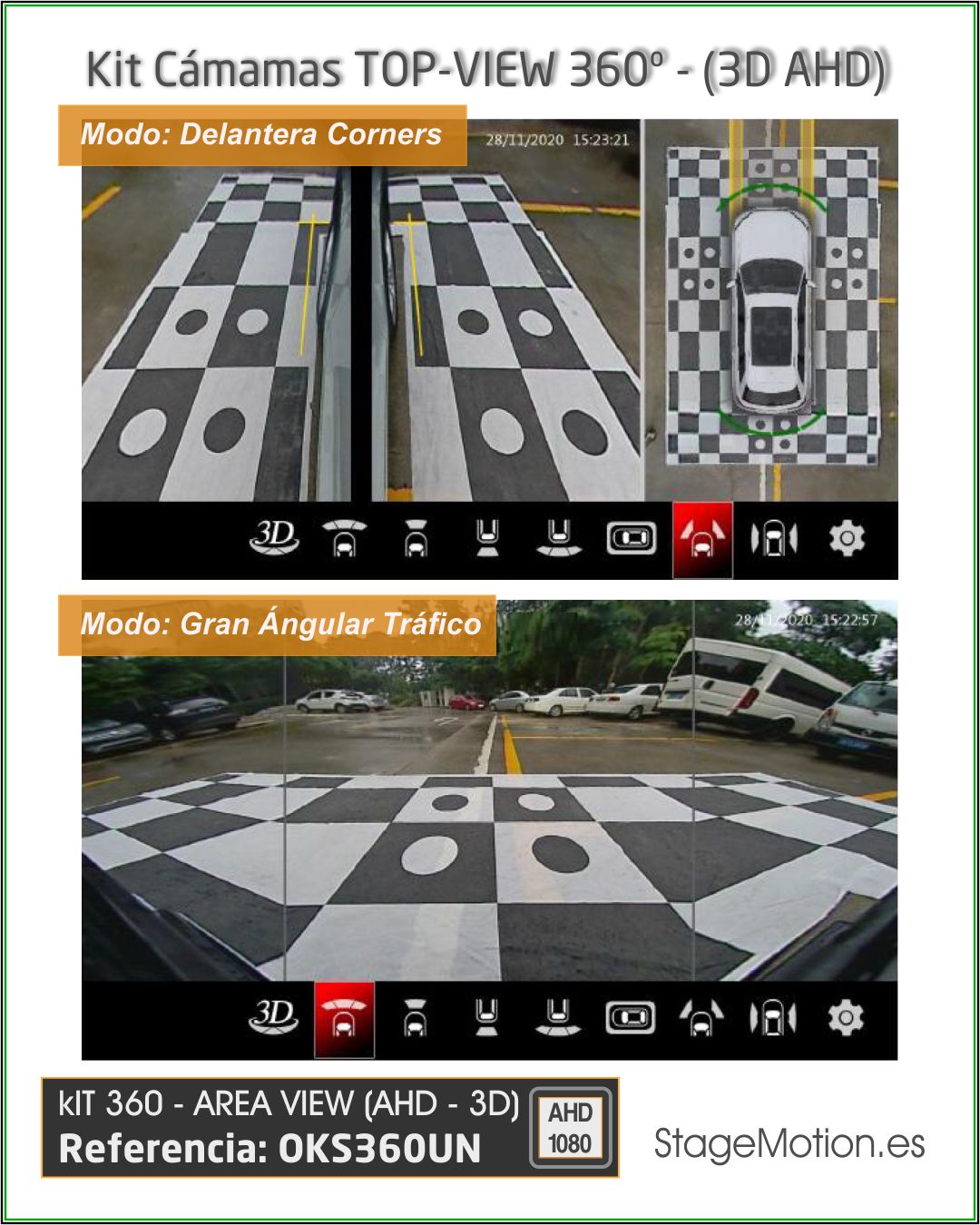 Kit Top View 360º Universal (4 Cámaras Perimetrales) 3D VIEW