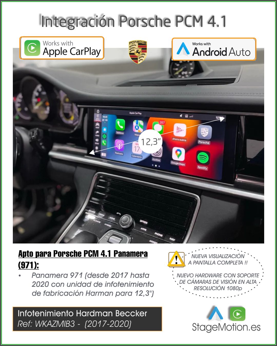 Kit Wireless Car-Play + Android Auto + Visión AHD MIB3/STD2 VW/SEAT/SKODA/FORD 8.8"/10,1"/10.4"/12"/13" (2018-2025)