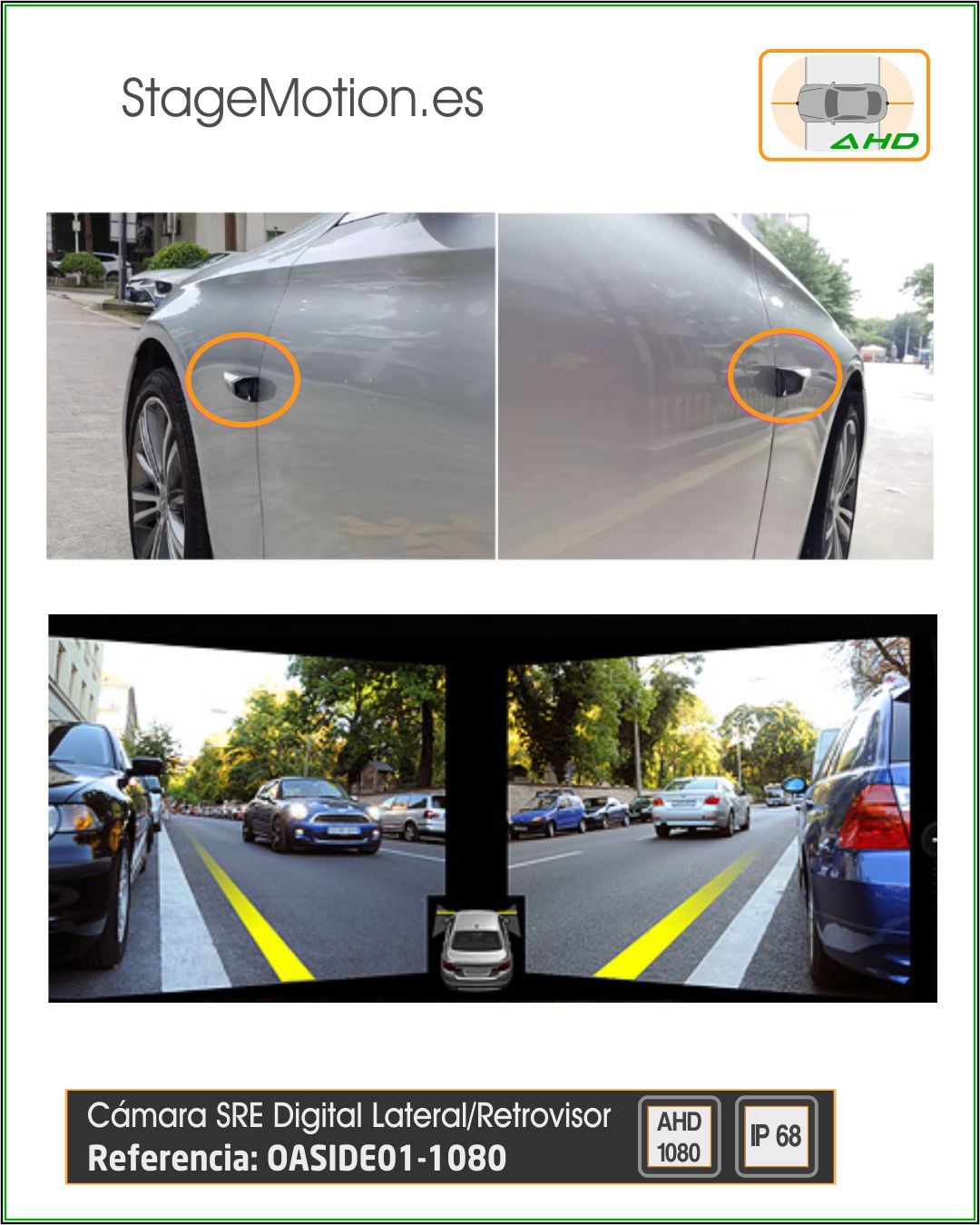 Cámara (SRE) Digital Lateral/Retrovisor - (1920 x 720p)