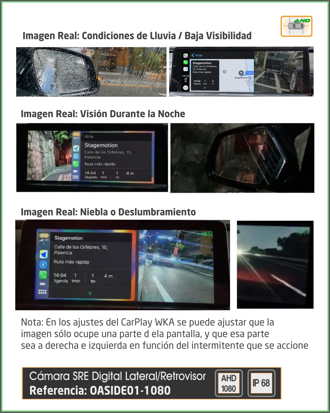 Cámara (SRE) Digital Lateral/Retrovisor - (1920 x 720p)