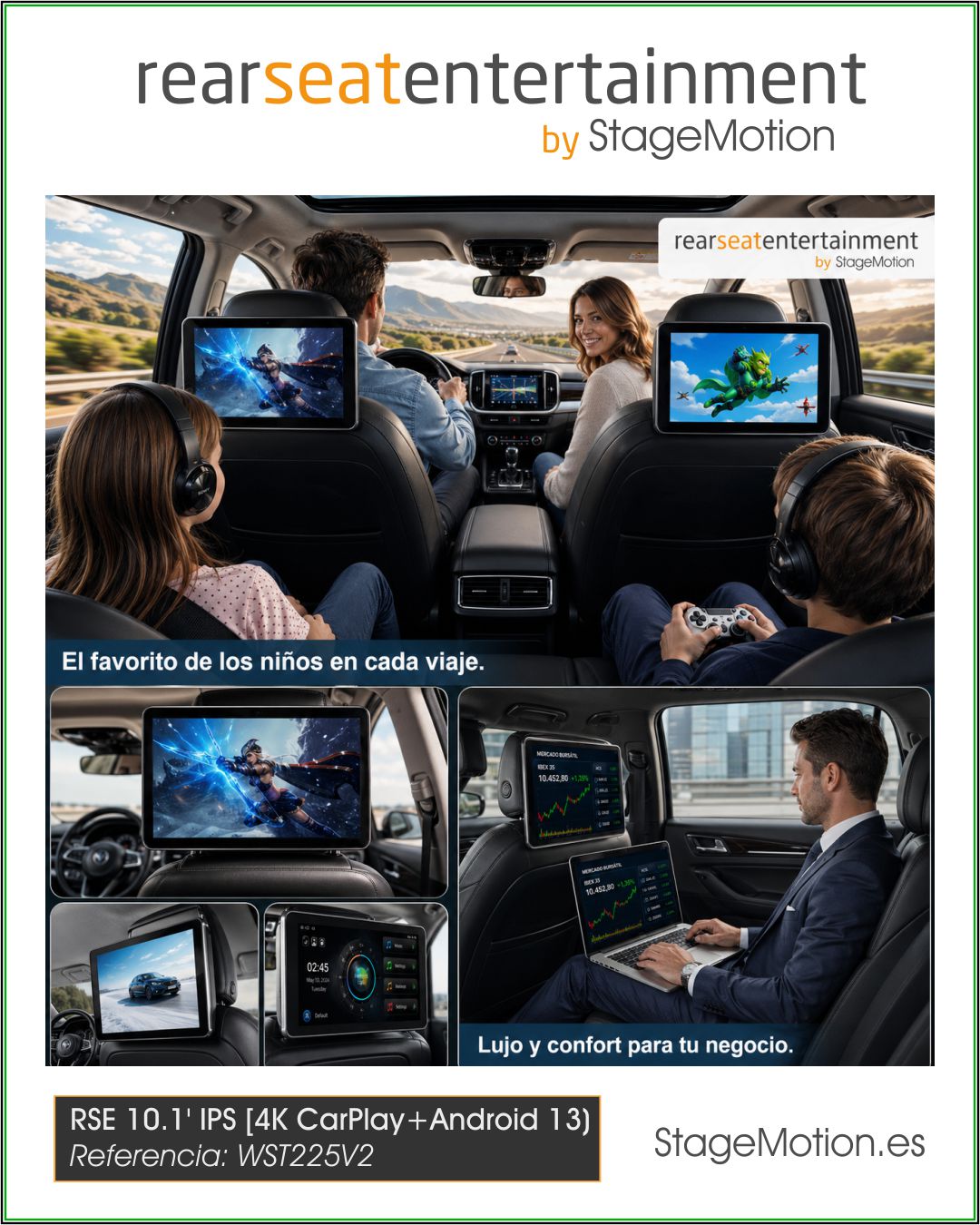 Pantalla Entretenimiento RSE 10.1' [Curved 4K + CarPlay/AndroidAuto] (v.2025)