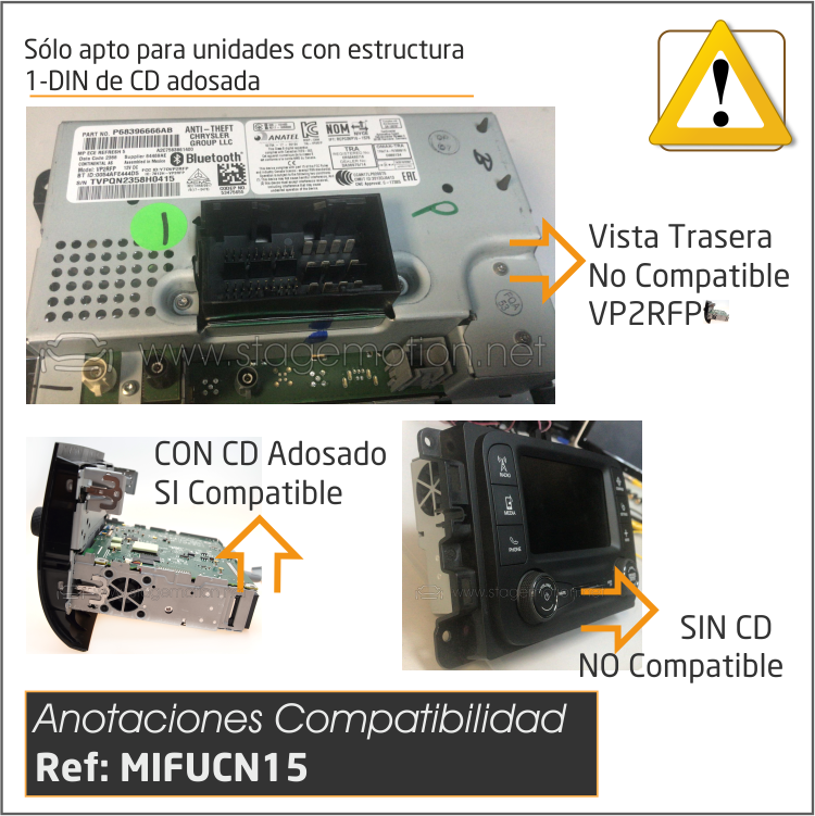 Interface Vídeo + Cámaras FIAT y Boxer UConnect 5.0 (desde 2013 VP2/RA2) *Con 1-DIN adosada a la parte trasera