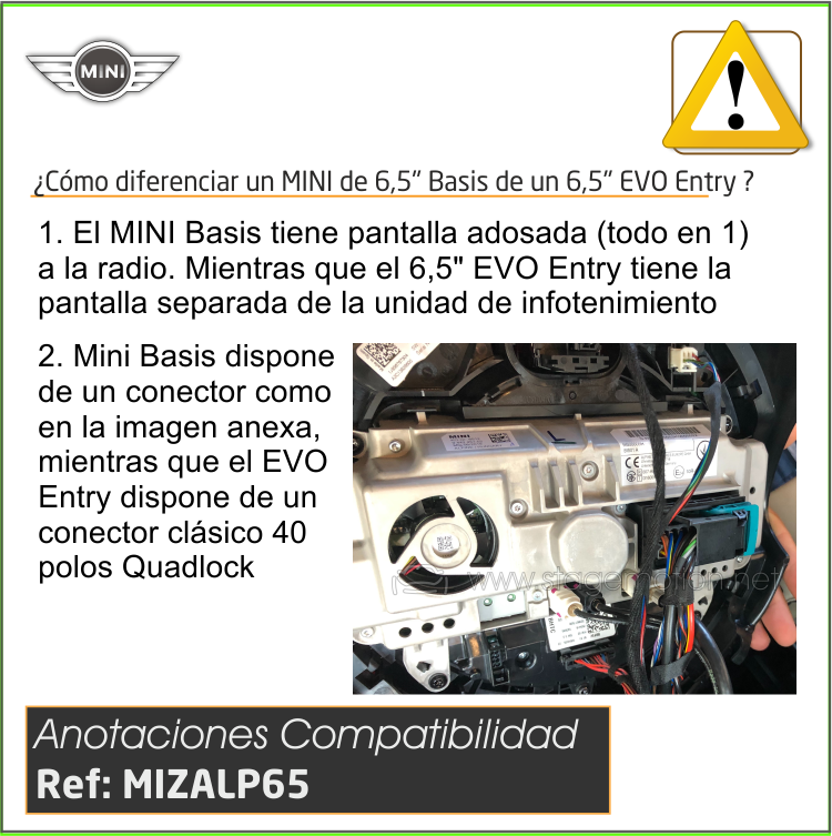 Interface Cámara Trasera MINI EVO Radio Alpine Basic 6,5" *Pantalla + Radio, todo en 1