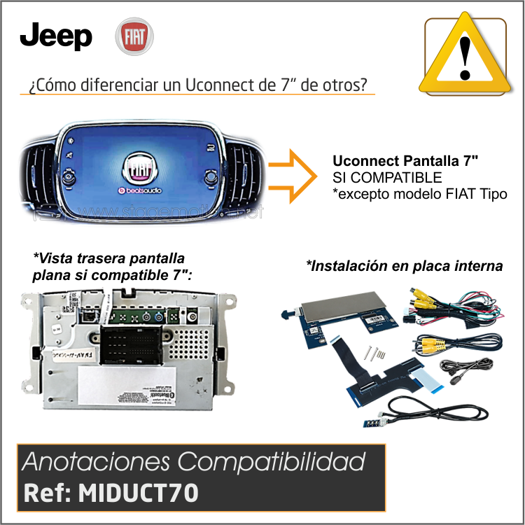 Interface Cámaras Visión FIAT Uconnect LIVE HD + Nav LIVE HD con pantalla de 7" (All In One sin unidad adosada 1-DIN)