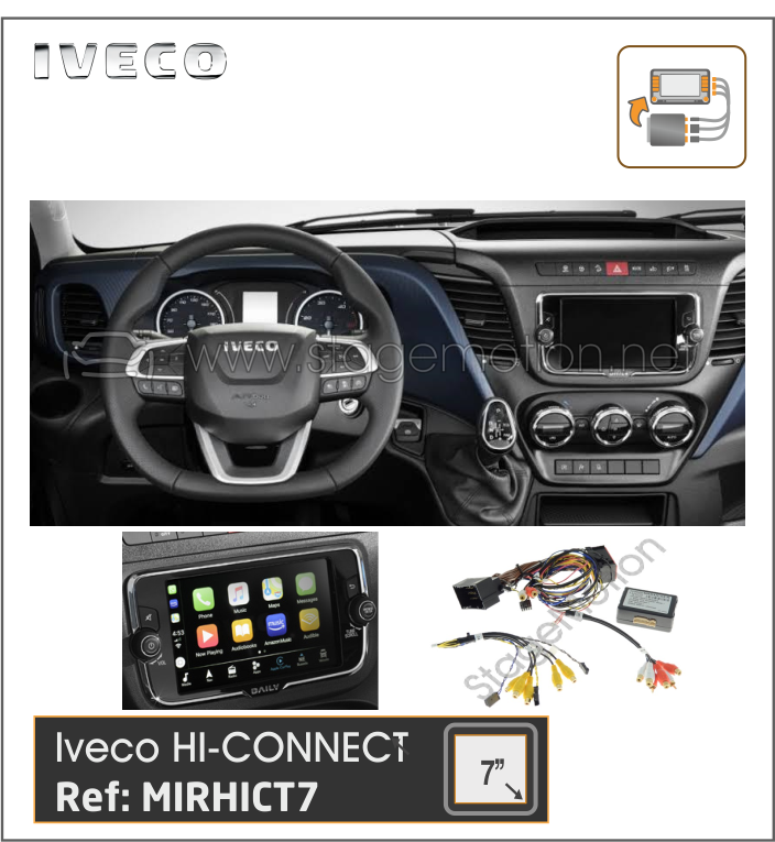 Interface Vídeo Auxiliar + 1xEntrada Cámara Visión IVECO Daily HI-CONNECT con Pantalla 7 ”