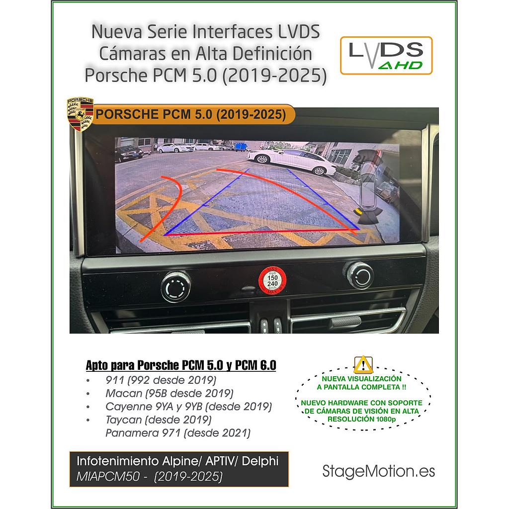 Interfaz AHD Cámaras y Vídeo AUX Porsche PCM 5.0 / PCM 6.0 / AUDI MIB3 de 10.1"/12.3" (desde 2018)