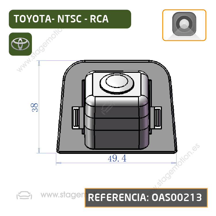 Cámara Trasera RCA asidero para Toyota Prius