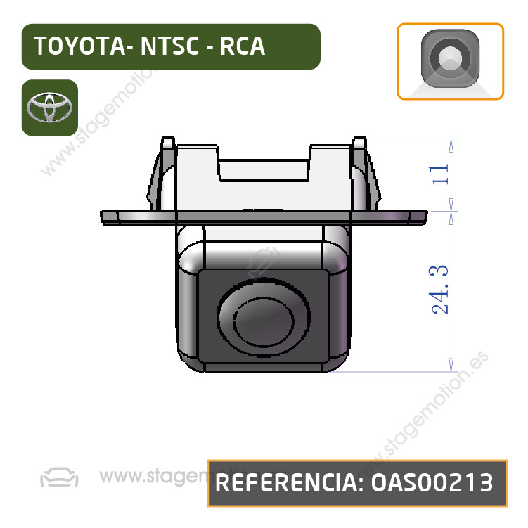Cámara Trasera RCA asidero para Toyota Prius